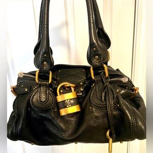 Chloe black leather paddington satchel bag